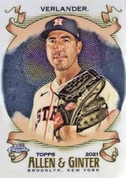 2021 Topps Allen & Ginter Chrome Base Set Justin Verlander #82 card