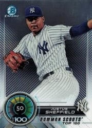 2018 Bowman Scouts Top 100 Justus Sheffield #BTP-50 card