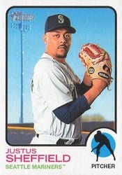 2022 Topps Heritage Base Set Justus Sheffield #556 card
