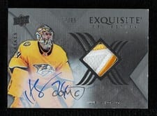 2022-23 Upper Deck Ice Exquisite Collection Material Signatures Juuse Saros #ESM-JS card