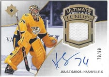 2022-23 Upper Deck Ultimate Collection Ultimate Tendys Autograph Jersey Juuse Saros #UTA-JS card