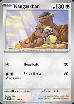 2023 Obsidian Flames Kangaskhan #165 card
