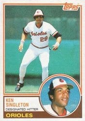 1983 Topps Base Set Ken Singleton #85 card