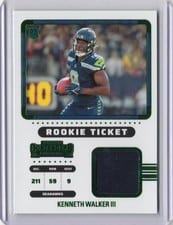 2022 Panini Contenders Rookie Ticket Swatches Kenneth Walker III Emerald #RTS-KWA card