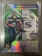 2022 Panini XR Rookie Triple Swatch Autographs Kenneth Walker III #218 card