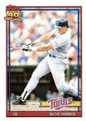 1991 Topps Base Set Kent Hrbek #710 card
