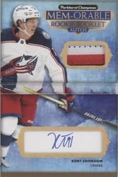 2022-23 Parkhurst Champions MEM-orable Booklets Rookie Autos Kent Johnson #MBRA-KJ card