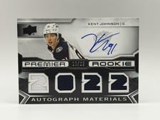 2022-23 Upper Deck Premier 2022 Premier Rookie Autograph Jersey Kent Johnson #PRA-KJ card