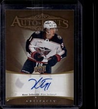 2023-24 Upper Deck Artifacts 2005-06 Retro - Autograph Facts Kent Johnson #RAF-KJ card