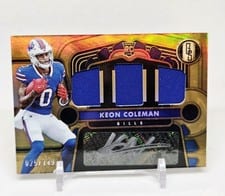 2024 Panini Gold Standard Rookie Jersey Autographs Triple Keon Coleman #17 card