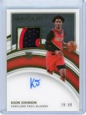 2021-22 Panini Immaculate Collection Rookie Patch Autographs Keon Johnson #116 card