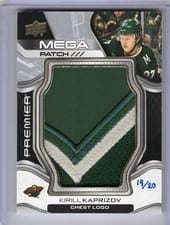 2022-23 Upper Deck Premier Premier Mega Patch Chest Logos Kirill Kaprizov #PMP-KK card
