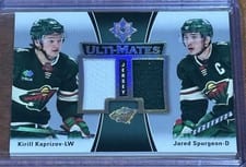 2022-23 Upper Deck Ultimate Collection Ulti-Mates Jersey Kirill Kaprizov/Jared Spurgeon #UTM-SK card