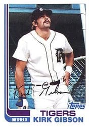 1982 Topps Base Set Kirk Gibson #105 card