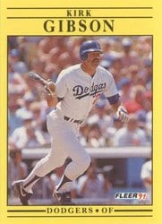 1991 Fleer Base Set Kirk Gibson #199 card
