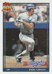1991 Topps Base Set Kirk Gibson #490 card