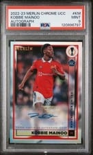 2022 Topps Merlin Chrome UEFA Club Competitions Autographs Kobbie Mainoo #AC-KM card