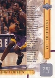 2001-02 Upper Deck Base Set Kobe Bryant #179 card