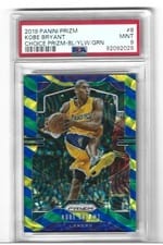 2019 Panini Prizm Kobe Bryant Blue, Yellow, and Green Choice Prizm #8 card