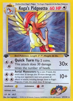 Gym Challenge Koga's Pidgeotto #27 card