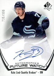 2021-22 SP Authentic Base Set Kole Lind #144 card
