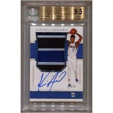 2018 Panini National Treasures Kostas Antetokounmpo Patch Autograph Blue #146 card