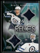 2024-25 Upper Deck Black Diamond Diamond Mine Dual Relics Kyle Connor/Connor Hellebuyck #DMDR-HC card