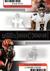 2021 Panini Contenders Round Numbers Kyle Pitts / Ja'Marr Chase #RN-KPI card