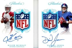 2019 Panini Flawless Flawless Duals Platinum Kyler Murray/Daniel Jones #8 card