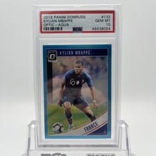 2018 Panini Donruss Kylian Mbappe Optic Aqua #132 card