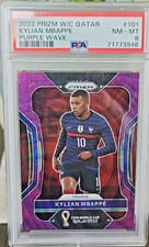 2022 Panini Prizm World Cup Kylian Mbappe Purple Wave #101 card