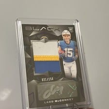 2024 Panini Black Rookie Patch Autographs Ladd McConkey #211 card
