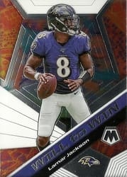 2020 Panini Mosaic Will to Win Lamar Jackson #WW2 card
