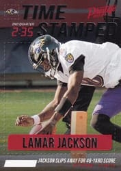 2021 Panini Prestige Time Stamped Lamar Jackson #TS-LJ card