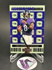 2022 Panini Contenders Winning Ticket Lamar Jackson Emerald #WT-LJA card