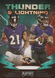 2019 Panini Playoff Thunder & Lightning Lamar Jackson / Mark Ingram II #13 card