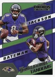 2022 Panini Contenders Touchdown Tandems Lamar Jackson / Rashod Bateman #TDT-LJA card