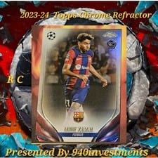 2023 Topps Chrome UEFA Club Lamine Yamal Refractor #64 card