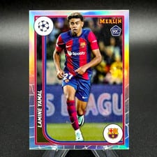 2023 Topps Merlin UEFA Lamine Yamal Refractor #27 card