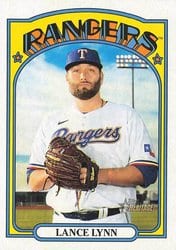 2021 Topps Heritage Base Set Lance Lynn #387 card
