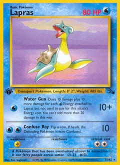 1999 Fossil Lapras #25 card