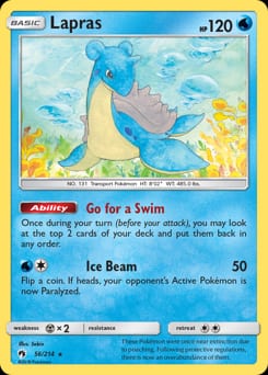 2018 Lost Thunder Lapras #56 card