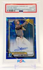 2024 Bowman Chrome Sapphire Edition Chrome Sapphire Prospect Autographs Leo De Vries #CSPA-LD card