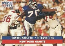 1991 Pro Set Base Set Leonard Marshall #67 card
