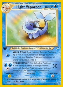 Neo Destiny Light Vaporeon #52 card