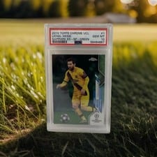 2019 Topps Chrome UEFA Champions League Sapphire Lionel Messi SP Green #1 card