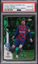 2019 Topps Chrome UEFA Champions League Sapphire Lionel Messi Green #1 card