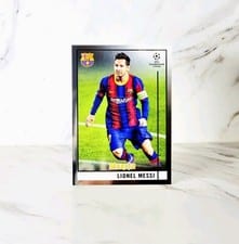 2020 Topps Merlin Chrome UEFA Champions League Lionel Messi Aqua Prism Refractor #1 card