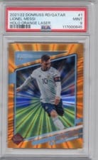 2021 Panini Donruss Road to Qatar Lionel Messi Orange Laser #1 card