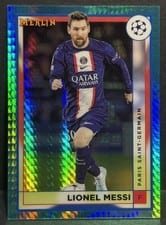 2022 Topps Merlin Chrome UEFA Club Competitions Lionel Messi Aqua Prism #104 card